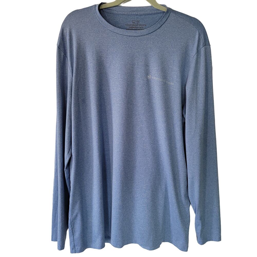 Vineyard Vines Size M Long-Sleeve Performance Heathered Sportfisher T-Shirt